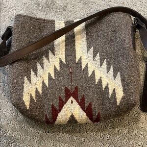 MZ Wool Crossbody Bag with Geometric Design